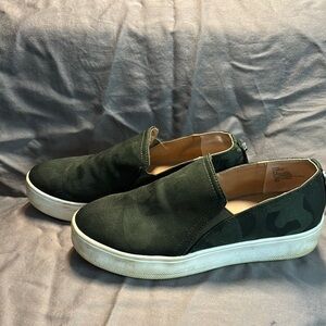 Womens Green Slip-On Sneakers